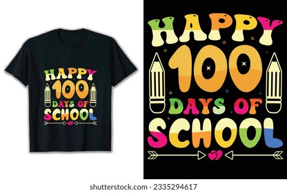 Happy 100 days of school t shirt design, school vector illustration, t shirt design.