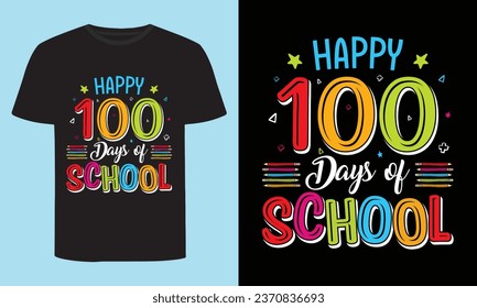 Feliz diseño de camisetas escolares de 100 días, estampado de camisetas editable de 100 días de estilo vintage y otros usos.