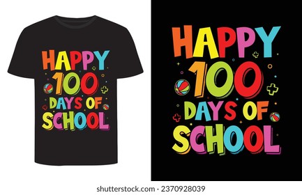 Feliz diseño de camisetas escolares de 100 días, estampado de camisetas editable de 100 días de estilo vintage y otros usos.