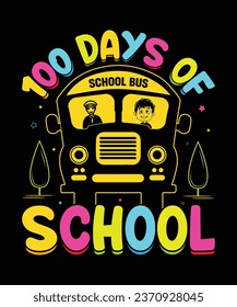 Feliz diseño de camisetas escolares de 100 días, estampado de camisetas editable de 100 días de estilo vintage y otros usos.