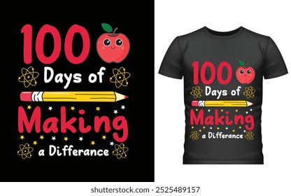 100 días felices del diseño de la camiseta de la escuela, diseño de la camiseta de los cien días, diseño del Vector de la camiseta, 100 días más inteligentes, camiseta gráfica 