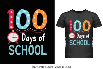 100 días felices del diseño de la camiseta de la escuela, diseño de la camiseta de los cien días, diseño del Vector de la camiseta, 100 días más inteligentes, camiseta gráfica 