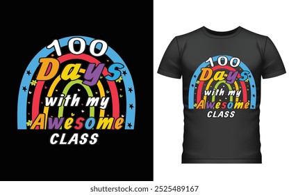 100 días felices del diseño de la camiseta de la escuela, diseño de la camiseta de los cien días, diseño del Vector de la camiseta, 100 días más inteligentes, camiseta gráfica 