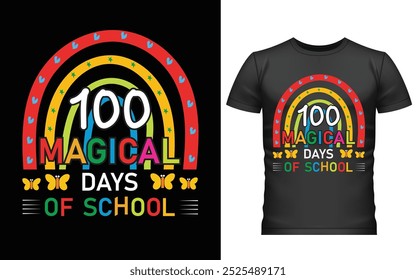 100 días felices del diseño de la camiseta de la escuela, diseño de la camiseta de los cien días, diseño del Vector de la camiseta, 100 días más inteligentes, camiseta gráfica 