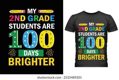 100 días felices del diseño de la camiseta de la escuela, diseño de la camiseta de los cien días, diseño del Vector de la camiseta, 100 días más inteligentes, camiseta gráfica 