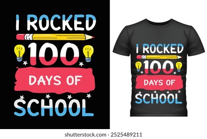 100 días felices del diseño de la camiseta de la escuela, diseño de la camiseta de los cien días, diseño del Vector de la camiseta, 100 días más inteligentes, camiseta gráfica 