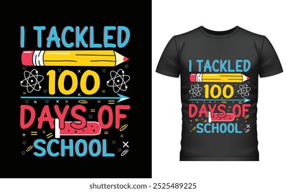 100 días felices del diseño de la camiseta de la escuela, diseño de la camiseta de los cien días, diseño del Vector de la camiseta, 100 días más inteligentes, camiseta gráfica 