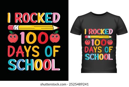 100 días felices del diseño de la camiseta de la escuela, diseño de la camiseta de los cien días, diseño del Vector de la camiseta, 100 días más inteligentes, camiseta gráfica 