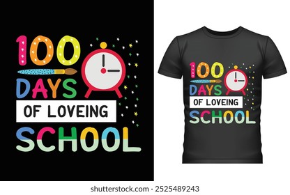 100 días felices del diseño de la camiseta de la escuela, diseño de la camiseta de los cien días, diseño del Vector de la camiseta, 100 días más inteligentes, camiseta gráfica 