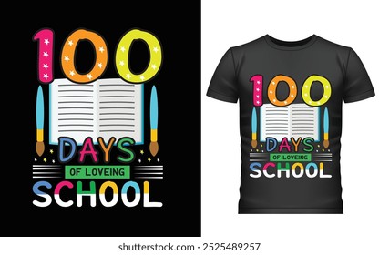 100 días felices del diseño de la camiseta de la escuela, diseño de la camiseta de los cien días, diseño del Vector de la camiseta, 100 días más inteligentes, camiseta gráfica 