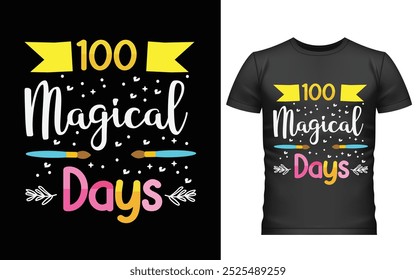 100 días felices del diseño de la camiseta de la escuela, diseño de la camiseta de los cien días, diseño del Vector de la camiseta, 100 días más inteligentes, camiseta gráfica 