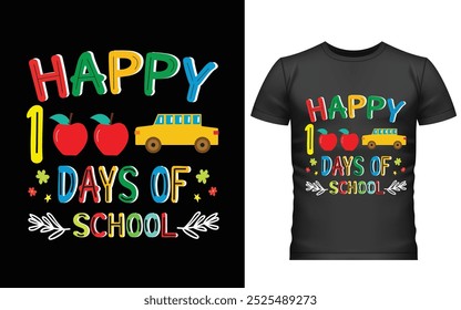 100 días felices del diseño de la camiseta de la escuela, diseño de la camiseta de los cien días, diseño del Vector de la camiseta, 100 días más inteligentes, camiseta gráfica 