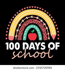 Felices 100 días de diseño de camiseta escolar.