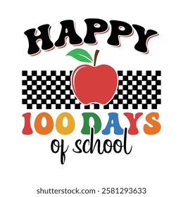 Happy 100 days of school T shirt Design.