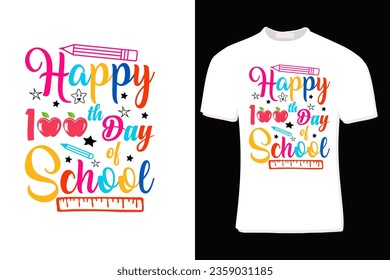 Happy 100 Tage Schule T-Shirt Design für Druck, Poster, Karte, Becher, Taschen, Einladung, Party.