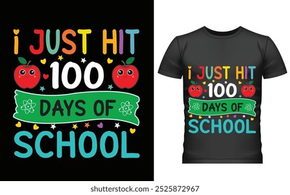 Feliz 100 días de diseño de camiseta escolar, 100 días de escuela, 100 días más inteligente, camiseta, Feliz día de los cien, tipografía  