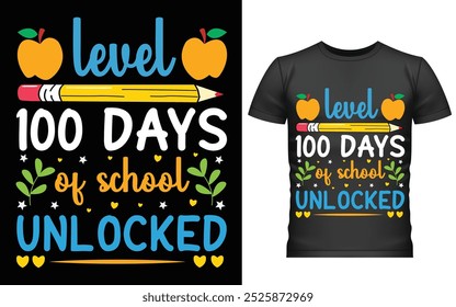 Feliz 100 días de diseño de camiseta escolar, 100 días de escuela, 100 días más inteligente, camiseta, Feliz día de los cien, tipografía  