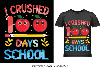 Feliz 100 días de diseño de camiseta escolar, 100 días de escuela, 100 días más inteligente, camiseta, Feliz día de los cien, tipografía  