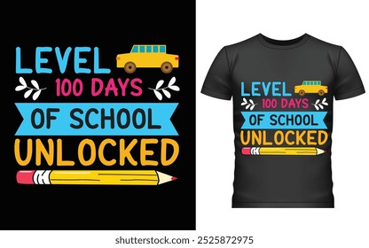 Feliz 100 dias de projeto de camiseta escolar, 100 dias de escola, 100 dias mais inteligente, camiseta, Feliz 100 dias de dia, tipografia  