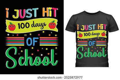 Feliz 100 días de diseño de camiseta escolar, 100 días de escuela, 100 días más inteligente, camiseta, Feliz día de los cien, tipografía  