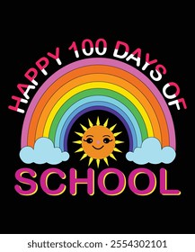 Happy 100 days school t-shirt,poster design.