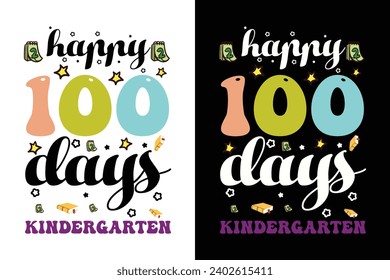 Happy 100 days of school Typography t shirt design