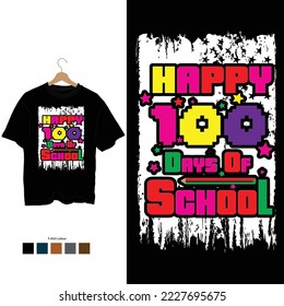 Happy 100 Days of School,kids Half-sleeve t-shirt design. Wear can both of girls and boys kids.