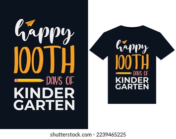 happy 100 th Days Of Kinder garten illustrations for print-ready T-Shirts design