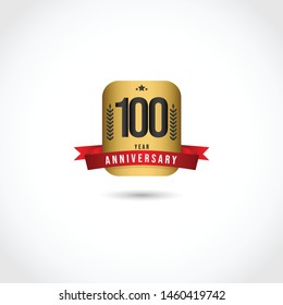 Happy 100 year anniversary design template. Design with badge gold for banner, greeting card or print.