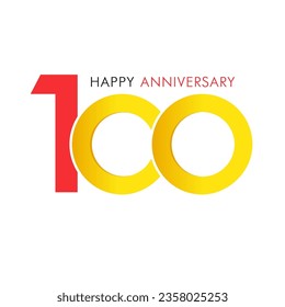 Happy 100th anniversary congrats concept. Isolated creative number 100. Isolated design. Top 100 symbol idea. 100 years old logo.