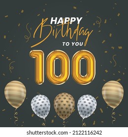 Happy 100th Birthday, Greeting Card, Vector Illustration Design.
