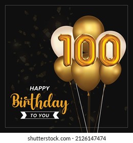 Happy 100th Birthday, Greeting Card, Vector Illustration Design.
