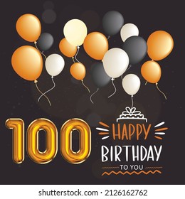 Happy 100th Birthday, Greeting Card, Vector Illustration Design.
