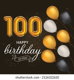 Happy 100th Birthday, Greeting Card, Vector Illustration Design.
