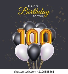 Happy 100th Birthday, Greeting Card, Vector Illustration Design.
