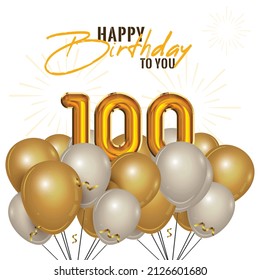 Happy 100th Birthday, Greeting Card, Vector Illustration Design.
