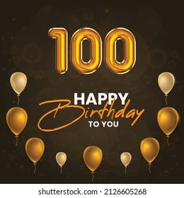 Happy 100th Birthday, Greeting Card, Vector Illustration Design.
