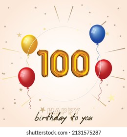 Happy 100th Birthday, Greeting Card, Vector Illustration Design.
