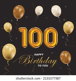 Happy 100th Birthday, Greeting Card, Vector Illustration Design.
