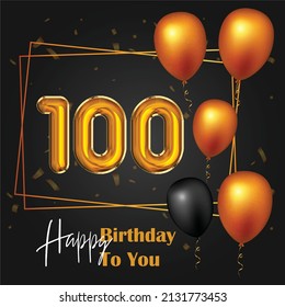 Happy 100th Birthday, Greeting Card, Vector Illustration Design.
