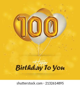 Happy 100th Birthday, Greeting Card, Vector Illustration Design.
