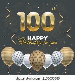 Happy 100th Birthday, Greeting Card, Vector Illustration Design.
