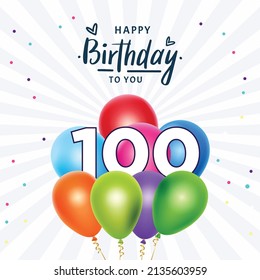 Happy 100th Birthday Greeting Card Vector Stock Vector (Royalty Free ...