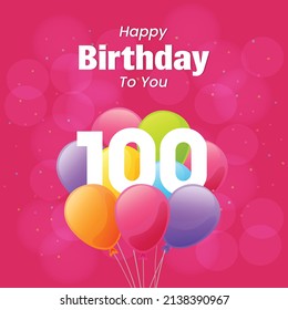 Happy 100th Birthday, Greeting Card, Vector Illustration Design.
