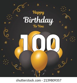 Happy  100th Birthday, Greeting Card, Vector Illustration Design.
