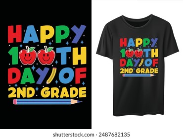 Feliz día 100 de 2do grado Divertidos 100 días de diseño de camiseta escolar