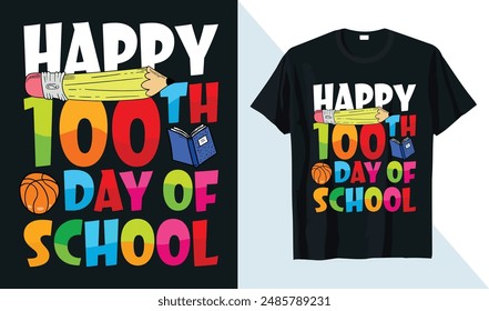 Happy 100. Tag der Schule 100 Tag der Schule T-Shirt Design Vorlage