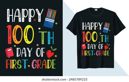 Happy 100. Tag der Schule 100 Tag der Schule T-Shirt Design Vorlage