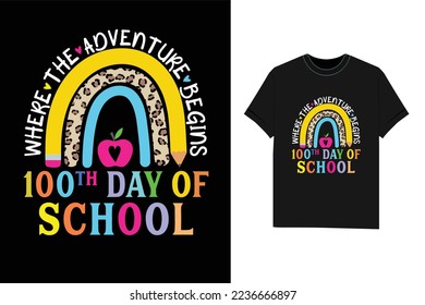 Happy 100th day of school rainbow t-shirt design vector Tshirt