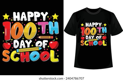 Happy 100th day of school t-shirt design.
